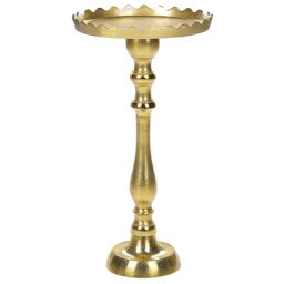 Beistelltisch Gold Aluminium Rund 35 cm Antik-Optik mit Säulenfuß Glamourös Einbeinig Wohnzimmer Ausstattung Möbel Blumenständer