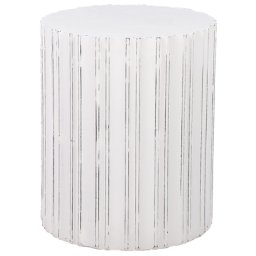 Beistelltisch Weiß Rund ⌀ 45 cm Zylinder Form Vintage Look Retro Stil Couchtisch für Wohnzimmer