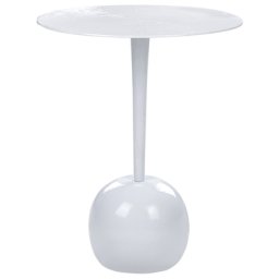 Beistelltisch Weiß Aluminium Rund 40 cm mit Säulenfuß Tulpenfuß Modern Einbeinig Wohnzimmer Ausstattung Möbel Blumenständer