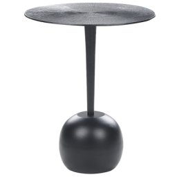 Beistelltisch Schwarz Aluminium Rund 40 cm mit Säulenfuß Tulpenfuß Modern Einbeinig Wohnzimmer Ausstattung Möbel Blumenständer