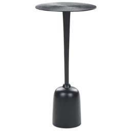 Beistelltisch Schwarz Aluminium Rund 30 cm mit Säulenfuß Modern Einbeinig Wohnzimmer Ausstattung Möbel Blumenständer