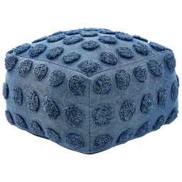 Pouf Blau Baumwolle 50 x 50 x 35 cm Quadratisch mit EPS Füllung Muster Punkte Geometrisch für Wohnzimmer Schlafzimmer Deko