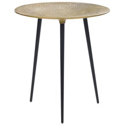 Beistelltisch Gold Metall Rund 45 cm mit Schwarzen Beinen Modern Glamourös Dreibeinig Wohnzimmer Ausstattung Möbel Blumenständer