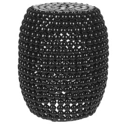 Beistelltisch Schwarz Kunststoff Oval 32 cm Perlen-Optik Modern Glamourös Wohnzimmer Ausstattung Möbel Deko Blumenständer