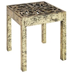 Beistelltisch Gold und Schwarz MDF-Platte 40 x 40 cm mit Holzbeinen Antik Optik Quadratisch Salon Wohnzimmer Diele Flur Bad Esszimmer
