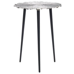 Beistelltisch Silber Metall Baumstamm-Optik mit Schwarzen Beinen Retro Industriell Dreibeinig Wohnzimmer Ausstattung Möbel Blumenständer