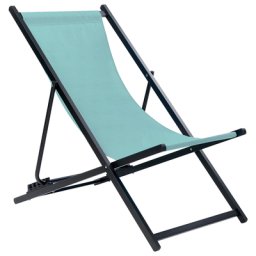 Liegestuhl Schwarz Aluminium mit Stoffbespannung Türkis Faltbar Klappbar Verstellbar Modern Garten Terrasse Outdoor Balkon Möbel Ausstattung