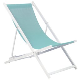 Liegestuhl Weiß Aluminium mit Stoffbespannung Türkis Faltbar Klappbar Verstellbar Modern Garten Terrasse Outdoor Balkon Möbel Ausstattung