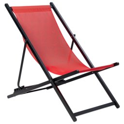 Liegestuhl Schwarz Aluminium mit Stoffbespannung Rot Faltbar Klappbar Verstellbar Modern Garten Terrasse Outdoor Balkon Möbel Ausstattung