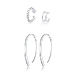 Elli Ohrring-Set Basic Set Creolen Earcuff Blogger Trend 925 Silber