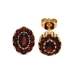 JOBO Paar Ohrstecker, oval 375 Gold mit Granat