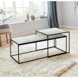 andas Couchtisch Bryan (2-St), Glas mit Marmoroptik