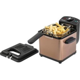 bestron Fritteuse AF100CO, kleine Fritteuse mit Edelstahl-Korb für eine Portion, 1000 W, Kaltzonentechnologie, Temperaturkontrolle bis 190°C, Ölfilter