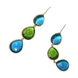 Gemshine Ohrringe 'Peridote und Topas Quarz Tropfen' Weiss Damen