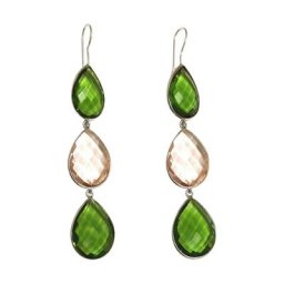 Gemshine Ohrringe 'Peridote und Rosenquarz Tropfen' Weiss Damen