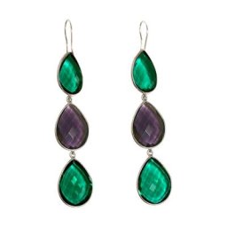 Gemshine Ohrringe 'Amethysten und Turmalin Quarz Tropfen' Weiss Damen