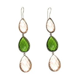 Gemshine Ohrringe 'Peridote und Rosenquarz Tropfen' Weiss Damen
