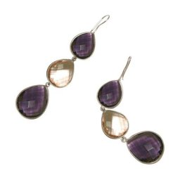 Gemshine Ohrringe 'Amethysten und Rosenquarz Tropfen' Weiss Damen