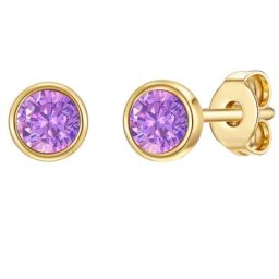 Glanzstücke München Ohrstecker Sterling Silber Amethyst in Gelbgold Ohrringe Damen