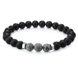 True Rebels Armband Edelstahl Achat in Silber Armbänder & Armreife Herren