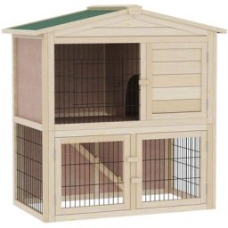PawHut Kleintierstall mit Freilauf Kleintierkäfig Kleintiergehege für draußen Zwergkaninchenstall