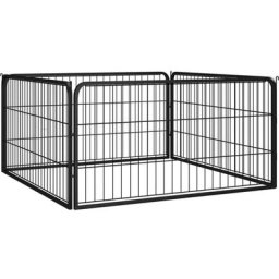 4-tlg. Hundelaufstall Schwarz 100x50cm Stahl Pulverbeschichtung Vidaxl Schwarz