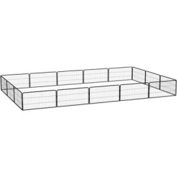 16-tlg. Hundelaufstall Schwarz 100x50cm Stahl Pulverbeschichtet Vidaxl Schwarz