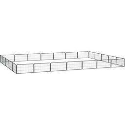 24-tlg. Hundelaufstall Schwarz 100x50cm Stahl Pulverbeschichtet Vidaxl Schwarz