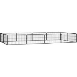 Vidaxl - 12-tlg. Hundelaufstall Schwarz 100x50cm Stahl Pulverbeschichtet Schwarz