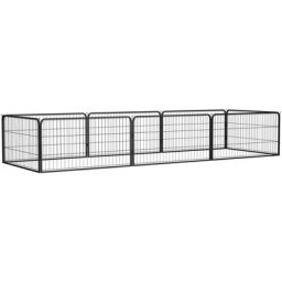 8-tlg. Hundelaufstall Schwarz 100x50 cm Stahl Pulverbeschichtet Vidaxl Schwarz