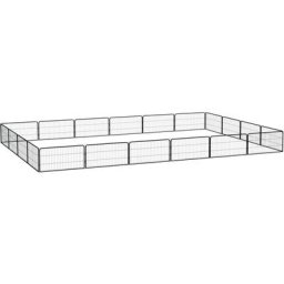 20-tlg. Hundelaufstall Schwarz 100x50cm Stahl Pulverbeschichtet Vidaxl Schwarz