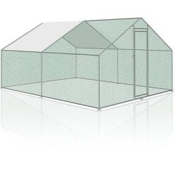 Hühnerstall Hühnerhaus Dach Geflügelstall Verzinkter Stahlrahmen mit pe 3 x 4 x 2 m - Silber