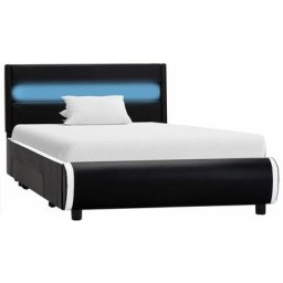 Bettgestell mit led Schwarz Kunstleder 90x200 cm Vidaxl Schwarz