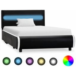 Bettgestell mit led Schwarz Kunstleder 100x200 cm Vidaxl Schwarz