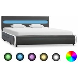 Vidaxl - LED-Bettgestell Anthrazit Kunstleder 120x200 cm Grau