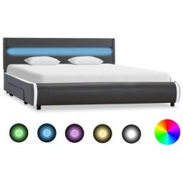 Bettgestell mit led Anthrazit Kunstleder 160×200 cm Vidaxl Grau