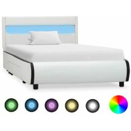 Vidaxl - Bettgestell mit led Weiß Kunstleder 90x200 cm Weiß