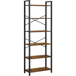 Vasagle Bücherregal mit 6 Ebenen, Aufbewahrungsregal, Stahlgestell, für Wohnzimmer, Arbeitszimmer,