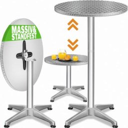 2in1 Stehtisch Klappbar Höhenverstellbar 70 cm / 115 cm Hoch Aluminium Rund ø 60 cm Wetterfest
