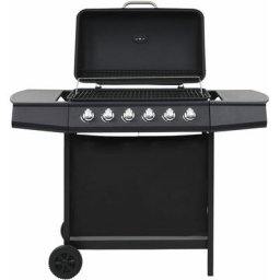 Gasgrill mit 6 Brennern Stahl Schwarz Vidaxl Schwarz