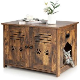 Katzenschrank Katzentoilette, Katzenhoehle mit 2 Türen & Eingang, Katzenhaus Katzenklo Schrank, für