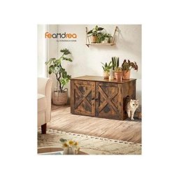 Feandrea Katzenklo Schrank, Katzentoilette, mit Türen, vintagebraun von Songmics PCL002X01