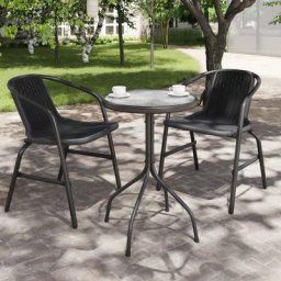 Bonnevie - Gartentisch Esstisch - Balkontisch Ø50x71 cm Stahl Anthrazit BV555621 Anthrazit
