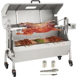 Spanferkelgrill Lammgrill 117 cm, 60 kg Edelstahl Drehspieß Höhenverstellbar in 4 Stufen, 50 w 2 in
