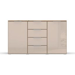 rauch Kommode Koluna, mit Glasfront, 4 Schubkästen, inkl. 3er-Set Filzboxen