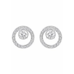 Swarovski Paar Ohrstecker CREATIVITY CIRCLE, KLEIN, WEISS, RHODINIERT, 5201707, mit Swarovski® Kristallen