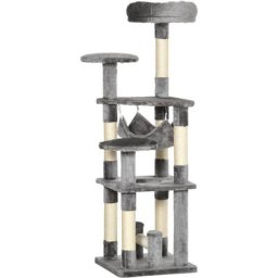 Katzenbaum Katzenkratzbaum Katzenspielturm Katzen Kletterbaum Kratzbaum Hängematte Grau L40 x B40 x