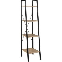 Standregal Badregal Bücherregal Küchenregal Schuhregal aus Holz und Stahl, mit 4 Ablagen, ca. 34 x