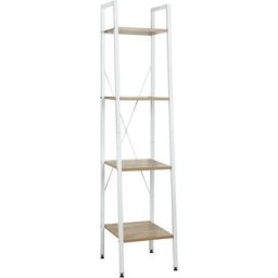 Standregal Badregal Bücherregal Küchenregal Schuhregal aus Holz und Stahl, mit 4 Ablagen, ca. 34 x