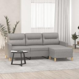 3-Sitzer-Sofa Couch Wohnzimmersofa - mit Hocker Hellgrau 180 cm Stoff BV751182 Bonnevie Grau